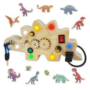 Wooden Montessori Dinosaur 🦕 Busy Activity Sensory Board for Kids.